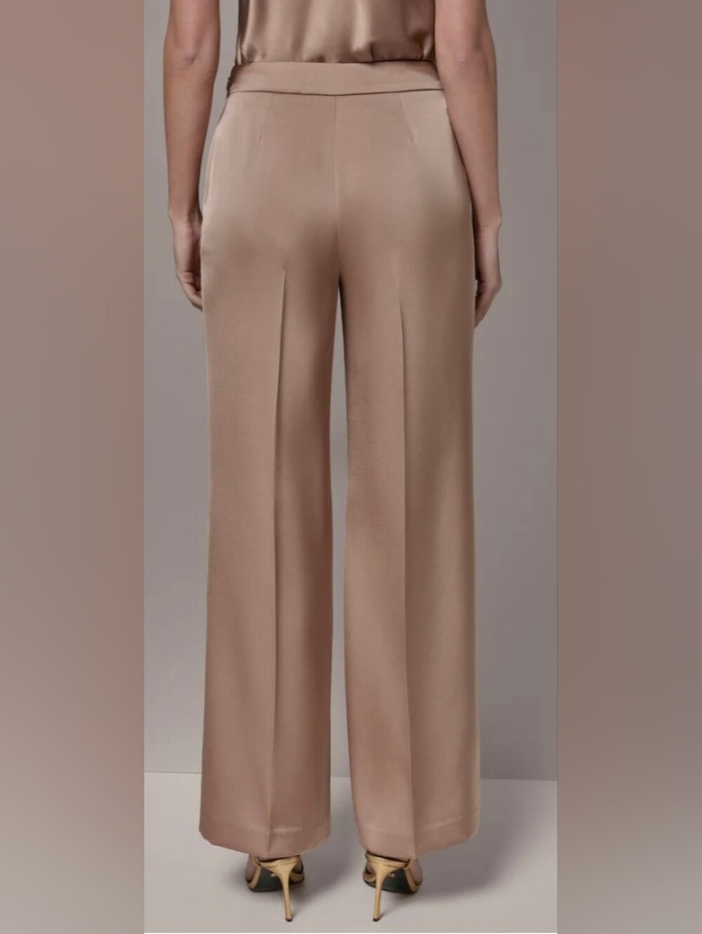 Donna Karan Satin Wide-Leg Pants in Blush Pink NWT Size 14 - Picture 3 of 9